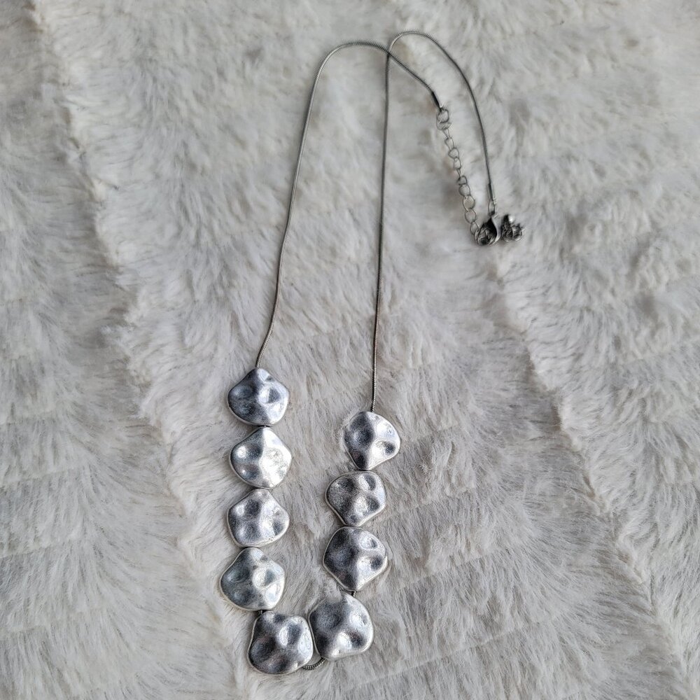 White House Black Market Hammered Disc Necklace 20"